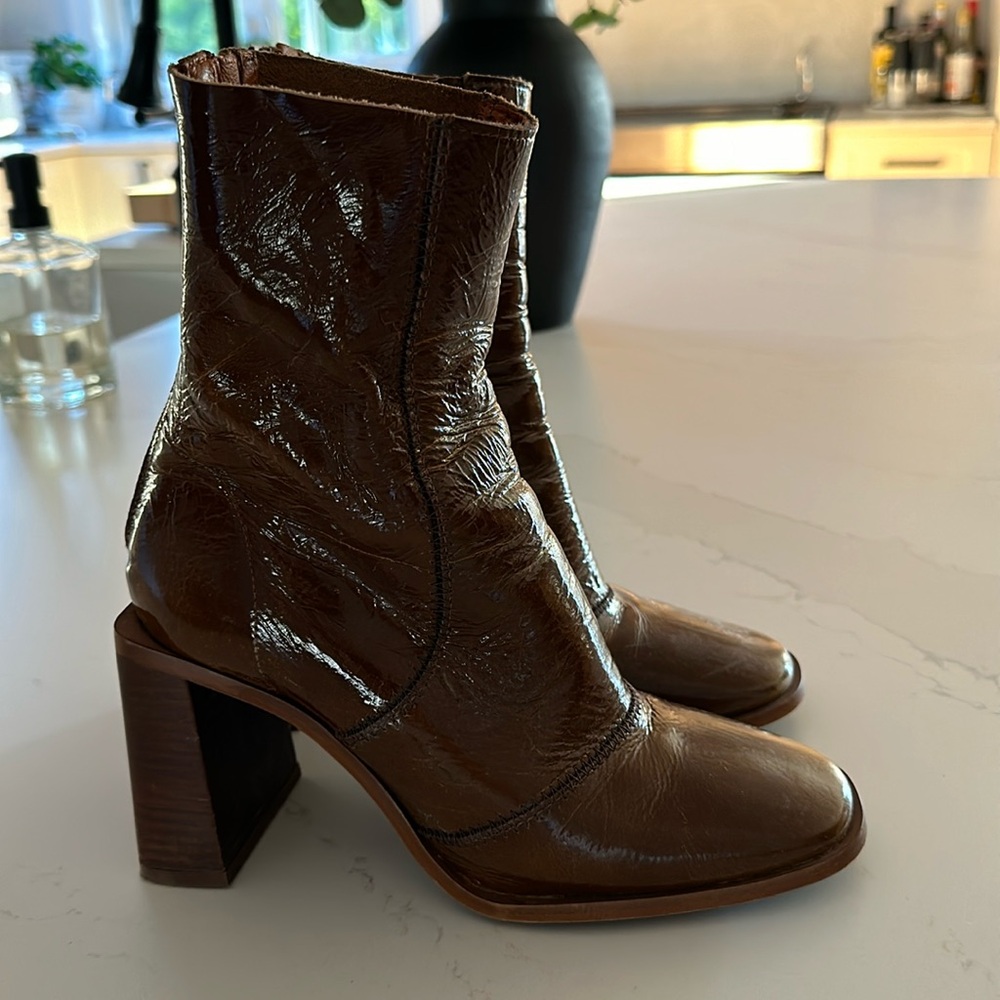Brown leather boots